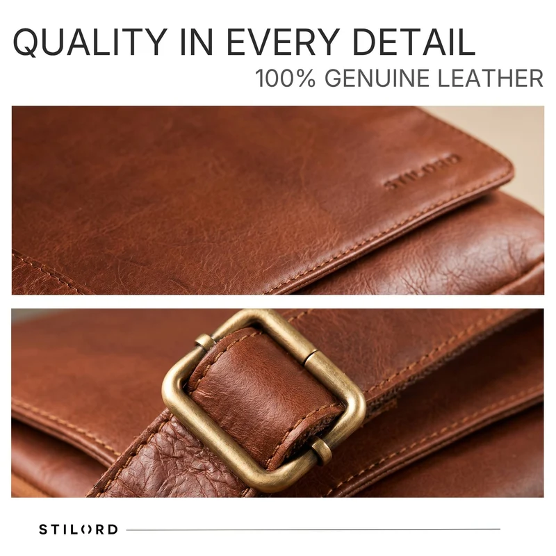 "Reinhold" Vintage Messenger Bag Herren Leder für 15.6-16 Zoll Laptop