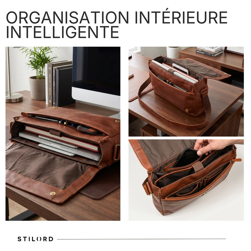 "Reinhold" Vintage Messenger Bag Herren Leder für 15.6-16 Zoll Laptop