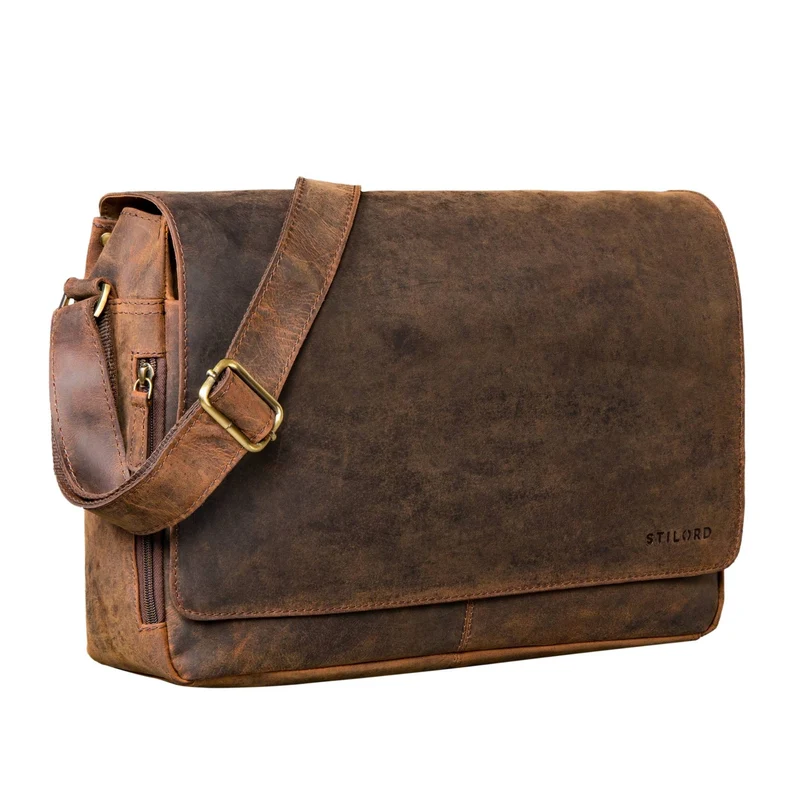 "Reinhold" Vintage Messenger Bag Herren Leder für 15.6-16 Zoll Laptop