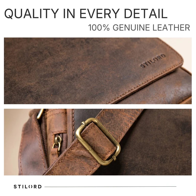 "Reinhold" Vintage Messenger Bag Herren Leder für 15.6-16 Zoll Laptop