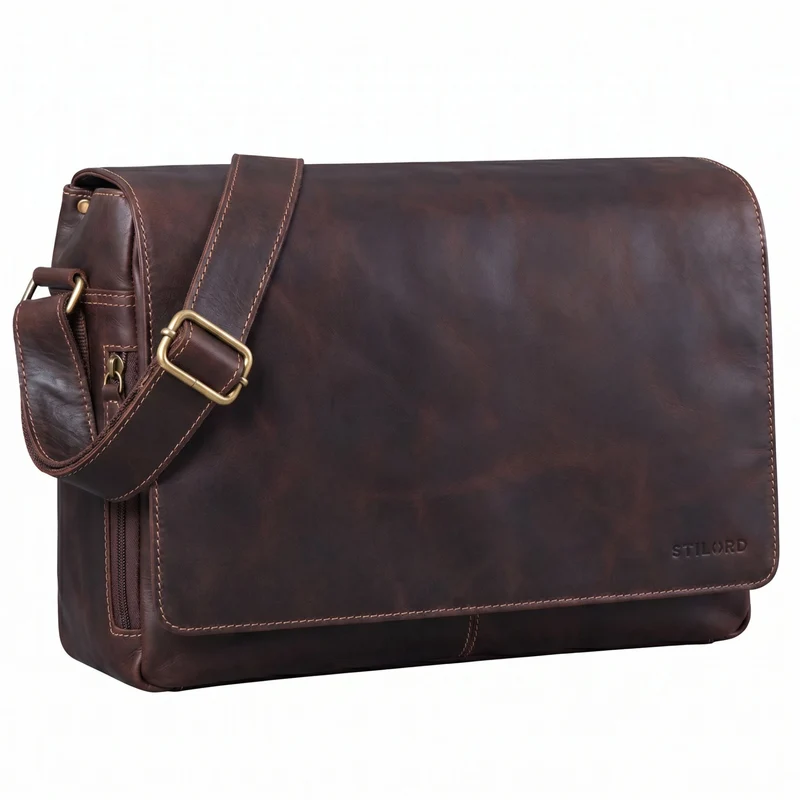 "Reinhold" Vintage Messenger Bag Herren Leder für 15.6-16 Zoll Laptop