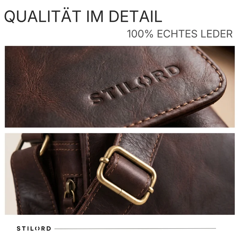 "Reinhold" Vintage Messenger Bag Herren Leder für 15.6-16 Zoll Laptop