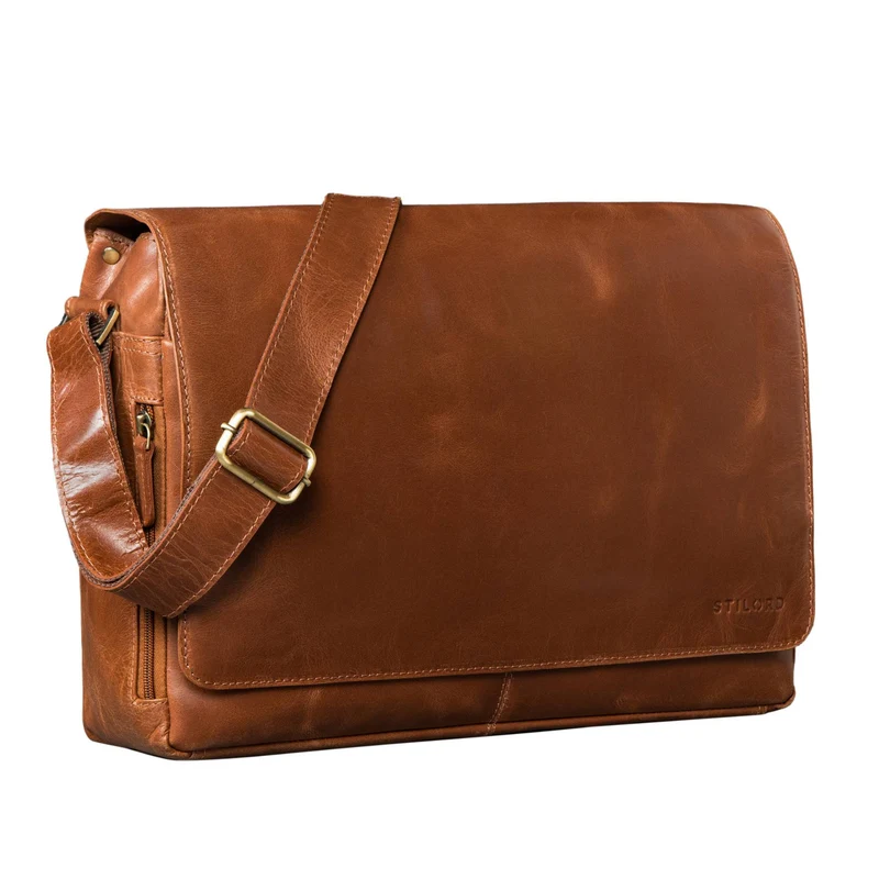 "Reinhold" Vintage Messenger Bag Herren Leder für 15.6-16 Zoll Laptop