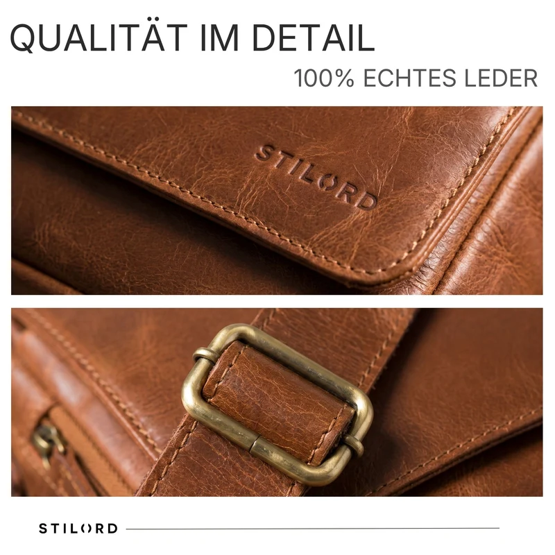 "Reinhold" Vintage Messenger Bag Herren Leder für 15.6-16 Zoll Laptop