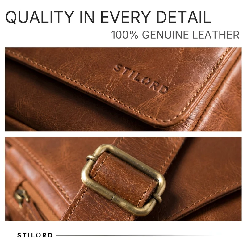 "Reinhold" Vintage Messenger Bag Herren Leder für 15.6-16 Zoll Laptop