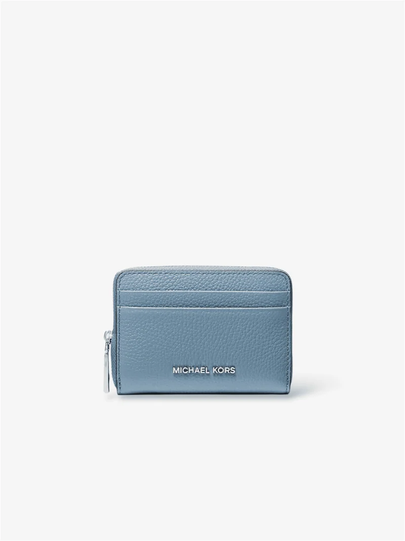 Michael Kors Jet Set Small Pebbled Leather Zip-Around Card Case denim