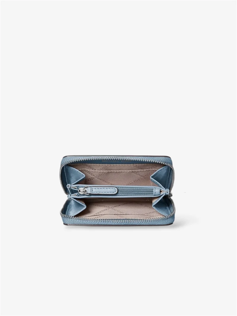 Michael Kors Jet Set Small Pebbled Leather Zip-Around Card Case denim