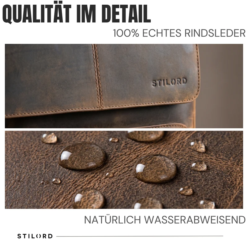 "Sangro" Rucksack Herren Leder Laptoprucksack 15,6-16 Zoll mit 2 Laptopfächern