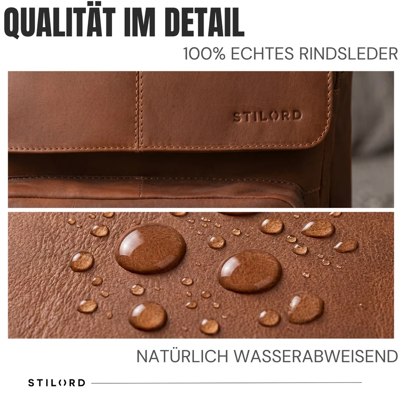 "Sangro" Rucksack Herren Leder Laptoprucksack 15,6-16 Zoll mit 2 Laptopfächern