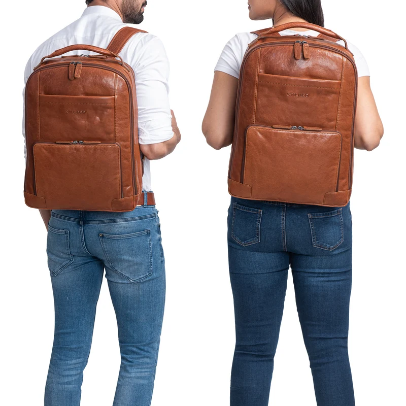 B-WARE "Harlow" Leder Rucksack für Herren XL mit Laptop Fach 15 bis 17 Zoll groß