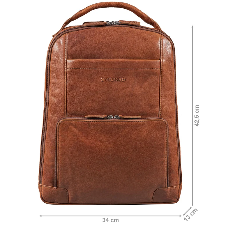 B-WARE "Harlow" Leder Rucksack für Herren XL mit Laptop Fach 15 bis 17 Zoll groß