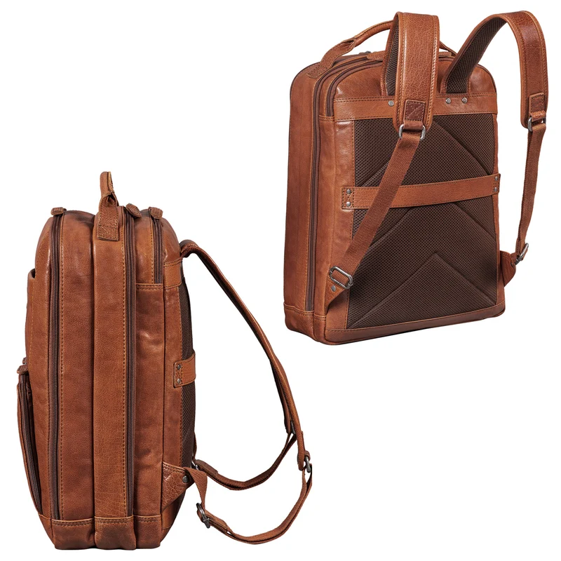 B-WARE "Harlow" Leder Rucksack für Herren XL mit Laptop Fach 15 bis 17 Zoll groß