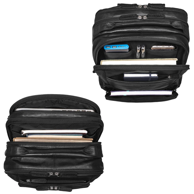 B-WARE "Harlow" Leder Rucksack für Herren XL mit Laptop Fach 15 bis 17 Zoll groß