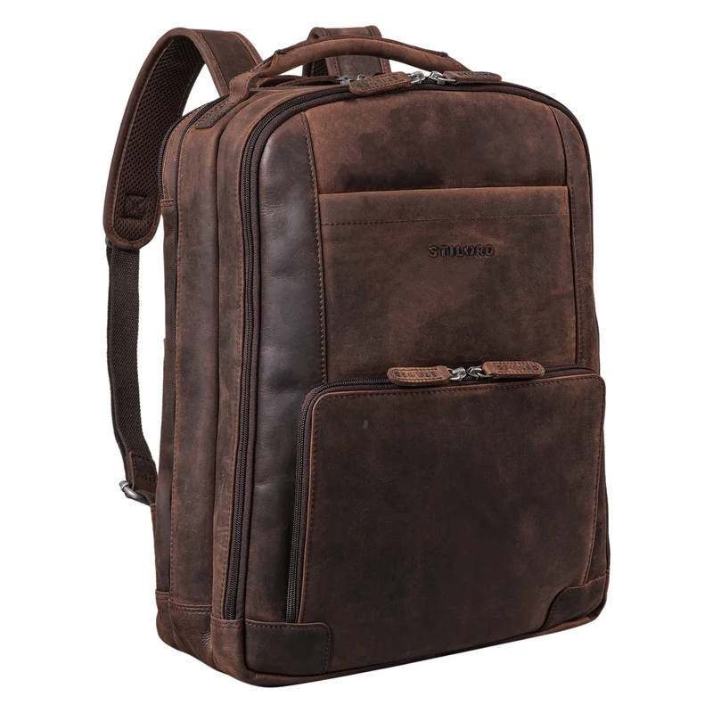 B-WARE "Harlow" Leder Rucksack für Herren XL mit Laptop Fach 15 bis 17 Zoll groß