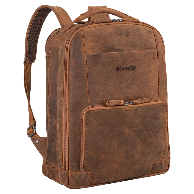 B-WARE "Harlow" Leder Rucksack für Herren XL mit Laptop Fach 15 bis 17 Zoll groß