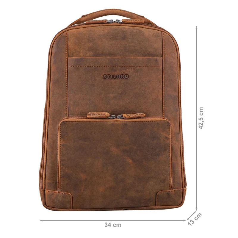 B-WARE "Harlow" Leder Rucksack für Herren XL mit Laptop Fach 15 bis 17 Zoll groß