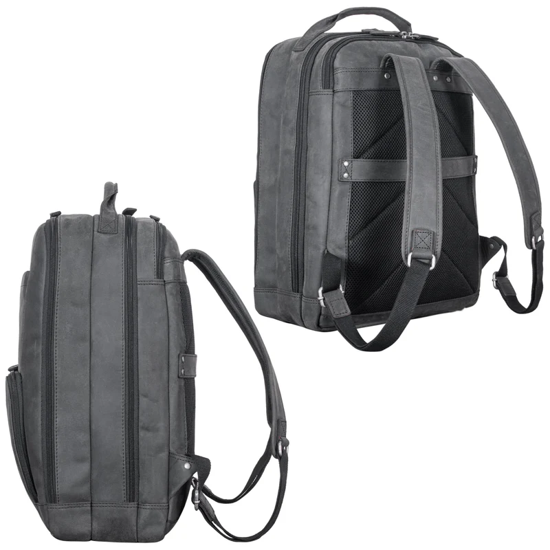 B-WARE "Harlow" Leder Rucksack für Herren XL mit Laptop Fach 15 bis 17 Zoll groß