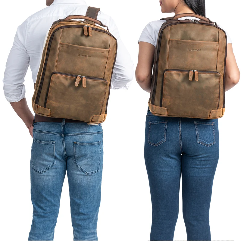 B-WARE "Harlow" Leder Rucksack für Herren XL mit Laptop Fach 15 bis 17 Zoll groß
