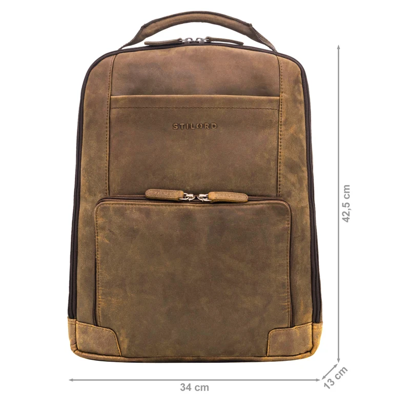 B-WARE "Harlow" Leder Rucksack für Herren XL mit Laptop Fach 15 bis 17 Zoll groß