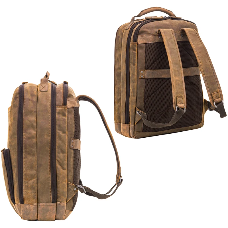 B-WARE "Harlow" Leder Rucksack für Herren XL mit Laptop Fach 15 bis 17 Zoll groß