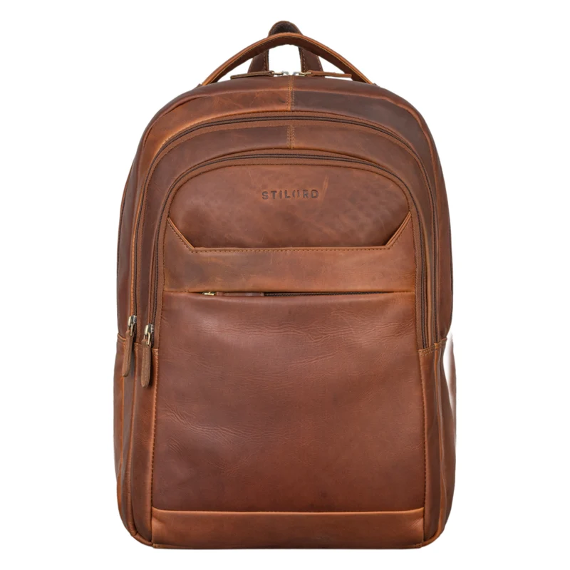 B-WARE "Keno" Zeitloser Leder Rucksack mit Laptopfach 15,6 Zoll