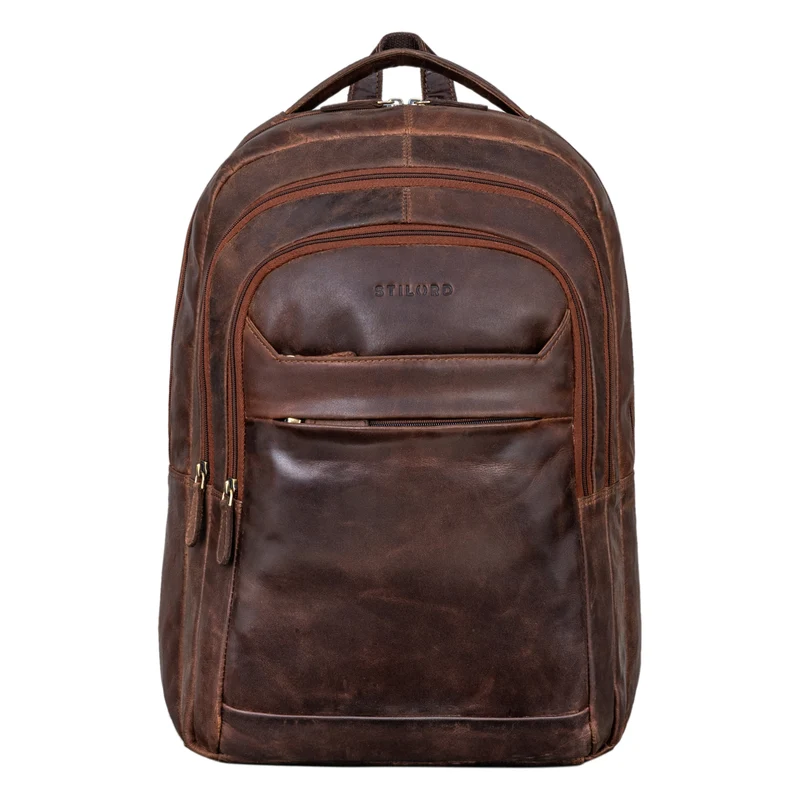 B-WARE "Keno" Zeitloser Leder Rucksack mit Laptopfach 15,6 Zoll