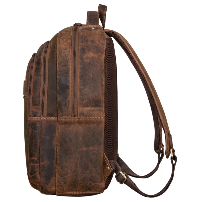 B-WARE "Keno" Zeitloser Leder Rucksack mit Laptopfach 15,6 Zoll