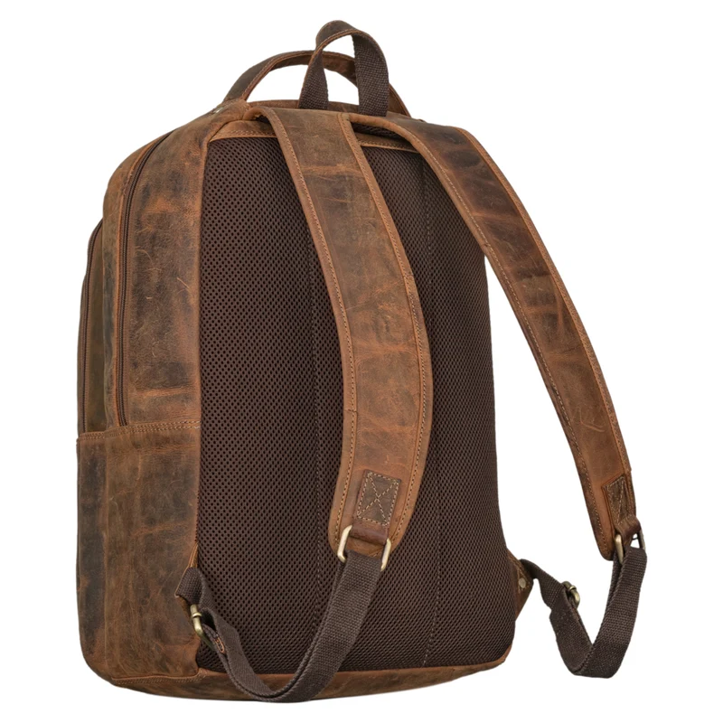 B-WARE "Keno" Zeitloser Leder Rucksack mit Laptopfach 15,6 Zoll