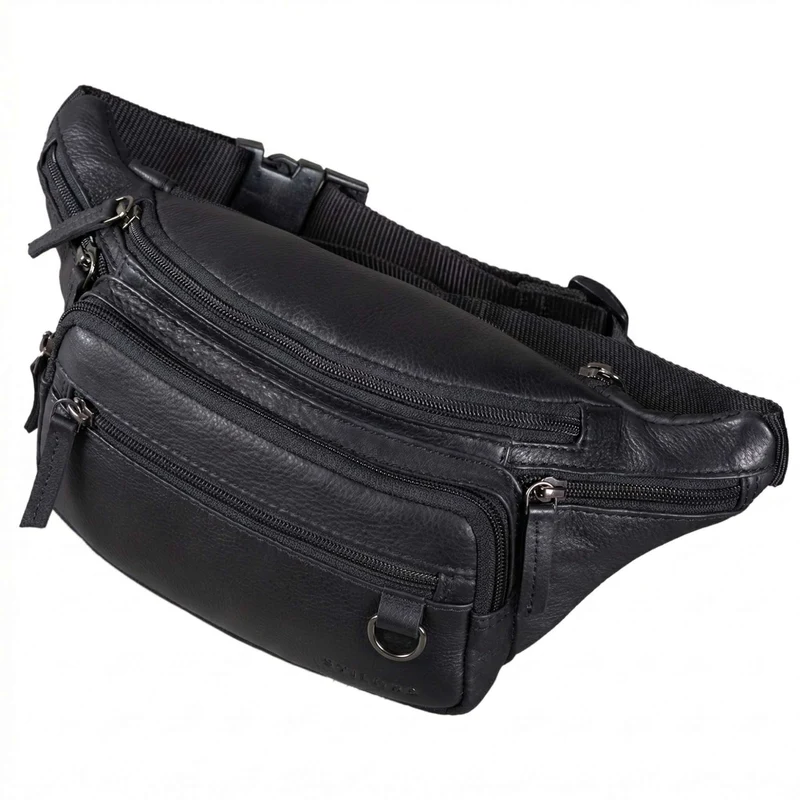 "Robin" Premium Bauchtasche Herren Leder mit 6 Reißverschlussfächern