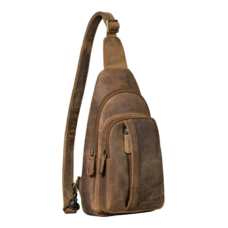 "Jakob" Sling Bag Herren Leder Groß mit Karabiner