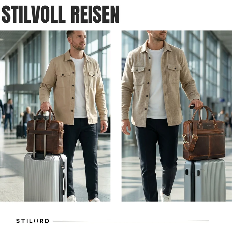 "Gonzalo" Business Aktentasche Herren Leder Groß Laptoptasche 15.6 bis 16 Zoll