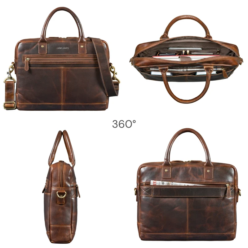 "Gonzalo" Business Aktentasche Herren Leder Groß Laptoptasche 15.6 bis 16 Zoll