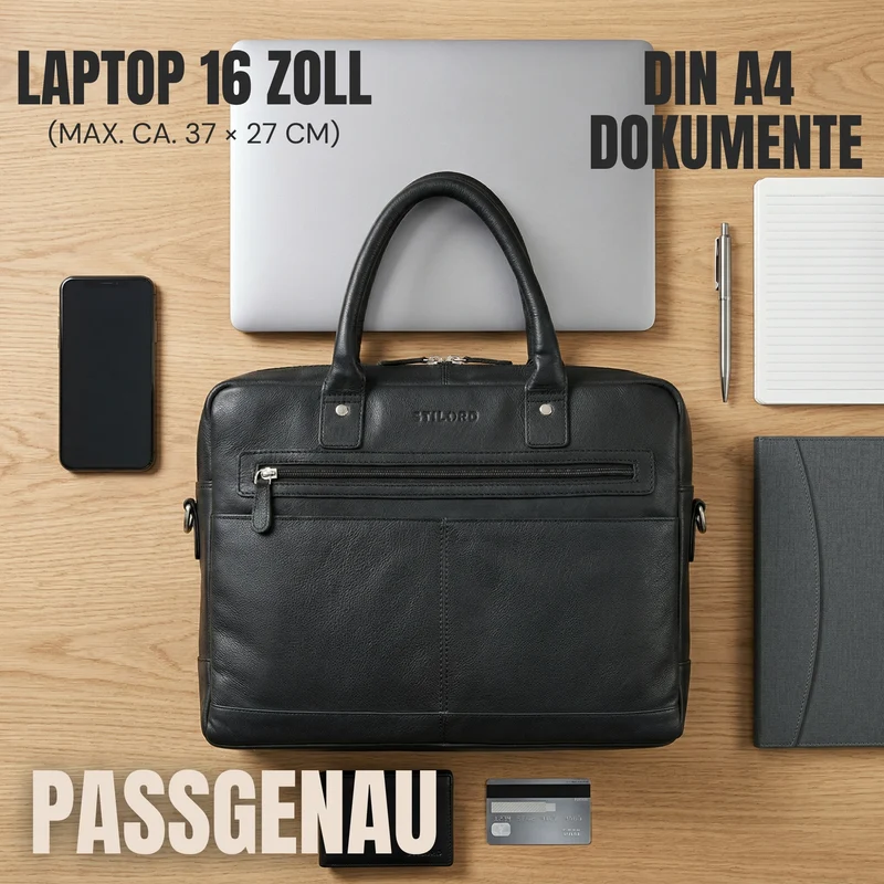 "Gonzalo" Business Aktentasche Herren Leder Groß Laptoptasche 15.6 bis 16 Zoll