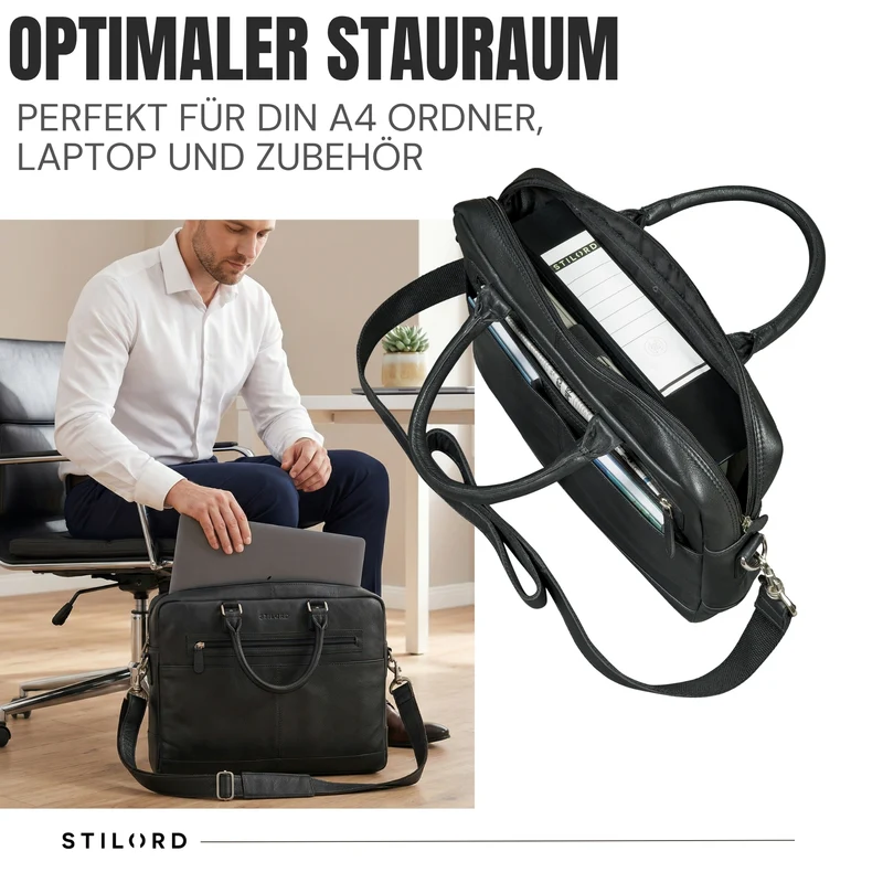 "Gonzalo" Business Aktentasche Herren Leder Groß Laptoptasche 15.6 bis 16 Zoll