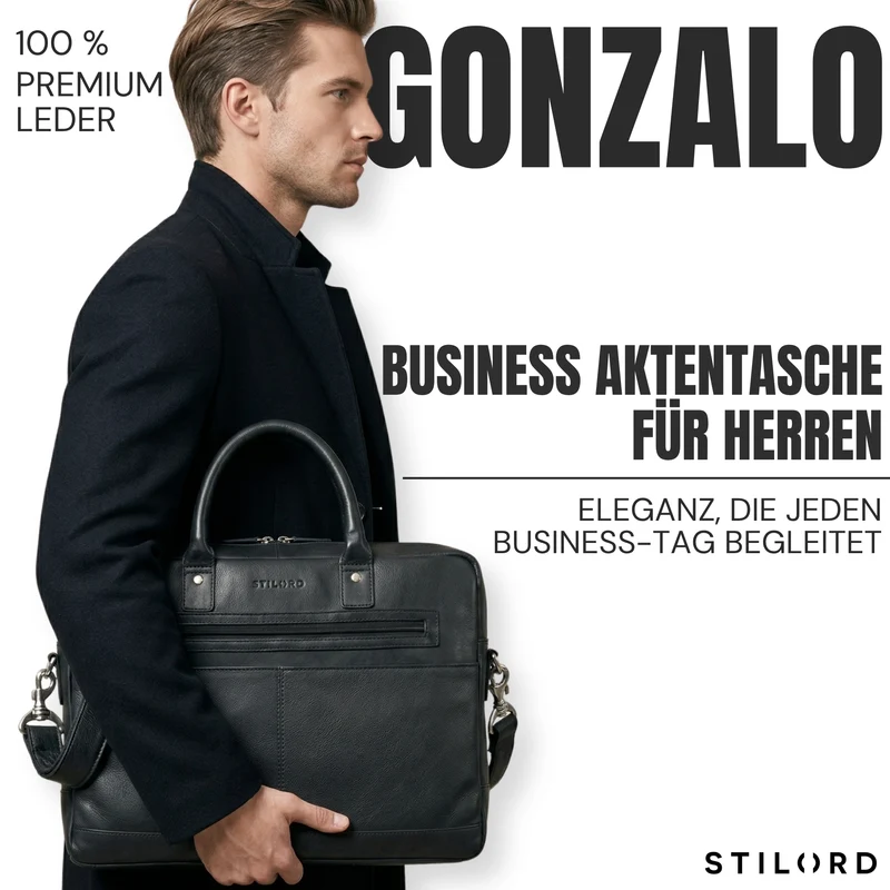 "Gonzalo" Business Aktentasche Herren Leder Groß Laptoptasche 15.6 bis 16 Zoll
