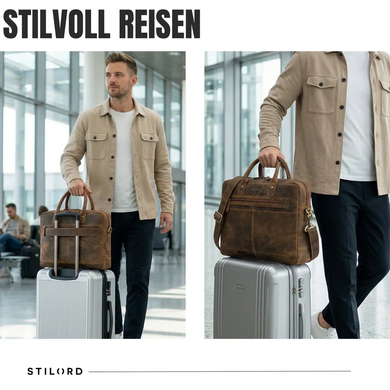 "Gonzalo" Business Aktentasche Herren Leder Groß Laptoptasche 15.6 bis 16 Zoll