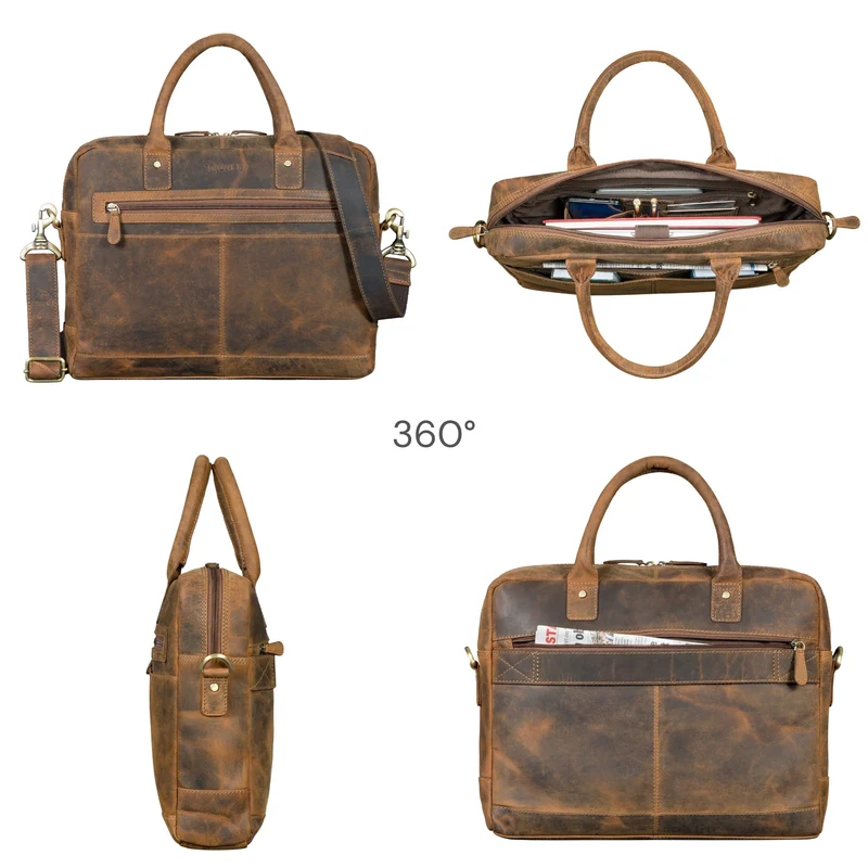 "Gonzalo" Business Aktentasche Herren Leder Groß Laptoptasche 15.6 bis 16 Zoll