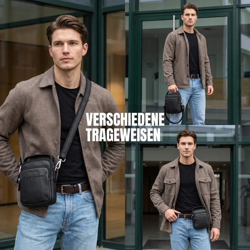 "Nomad" Modische Umhängetasche Herren Leder Klein