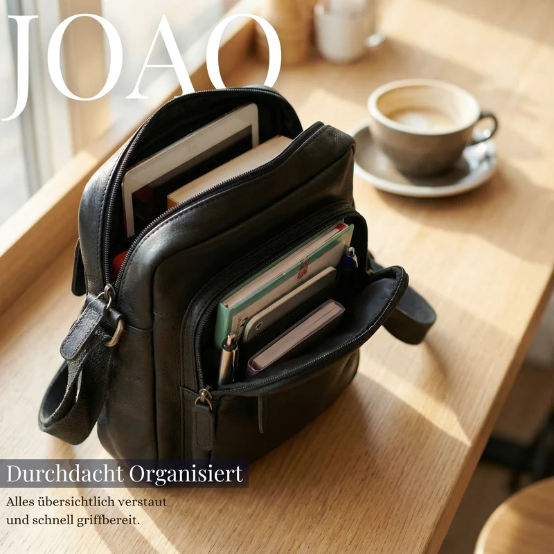 "Joao" Vintage Umhängetasche Herren Klein Leder für Tablet 10 Zoll