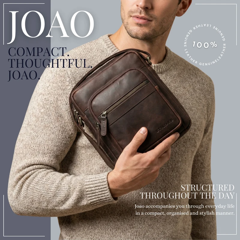 "Joao" Vintage Umhängetasche Herren Klein Leder für Tablet 10 Zoll