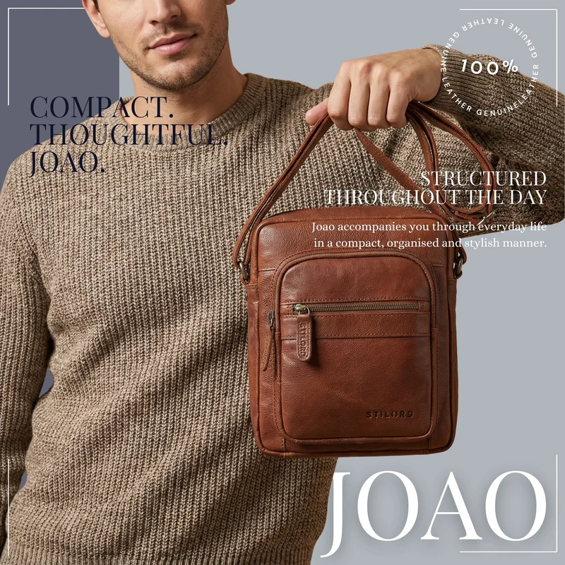 "Joao" Vintage Umhängetasche Herren Klein Leder für Tablet 10 Zoll