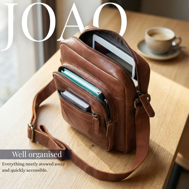 "Joao" Vintage Umhängetasche Herren Klein Leder für Tablet 10 Zoll