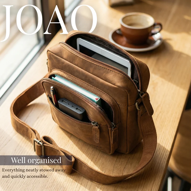 "Joao" Vintage Umhängetasche Herren Klein Leder für Tablet 10 Zoll