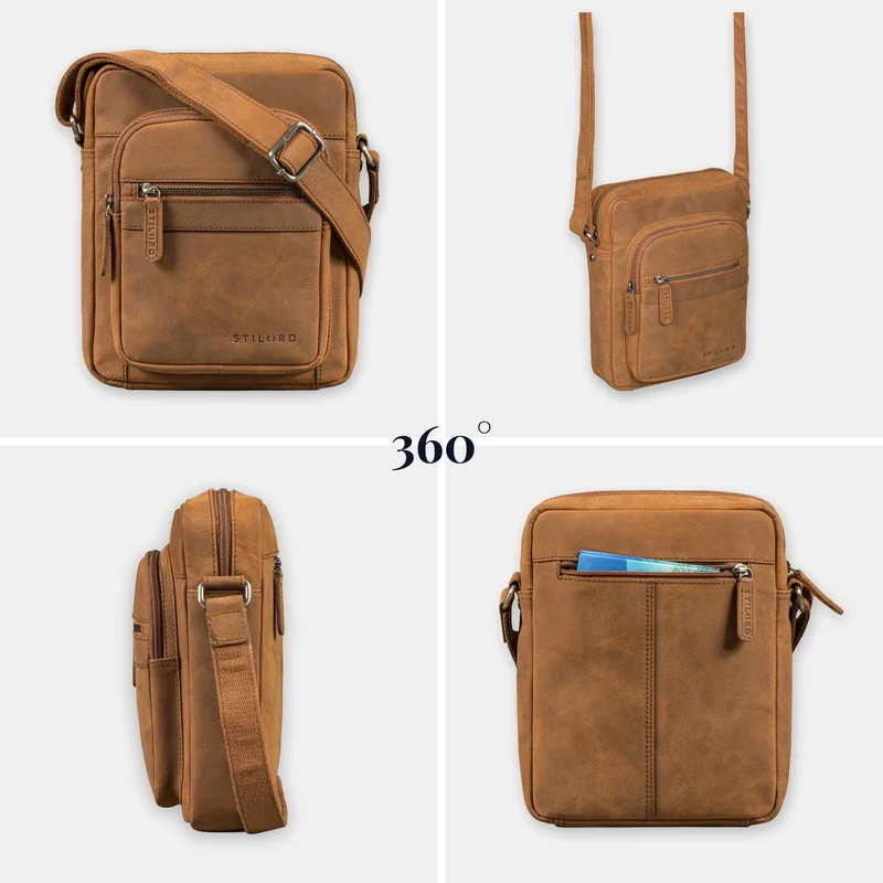 "Joao" Vintage Umhängetasche Herren Klein Leder für Tablet 10 Zoll