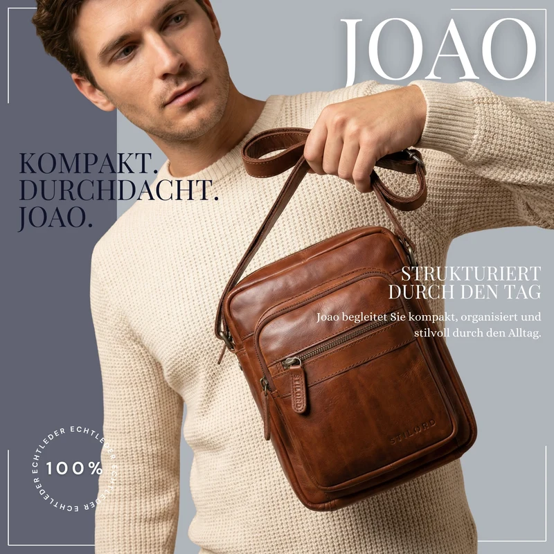 "Joao" Vintage Umhängetasche Herren Klein Leder für Tablet 10 Zoll