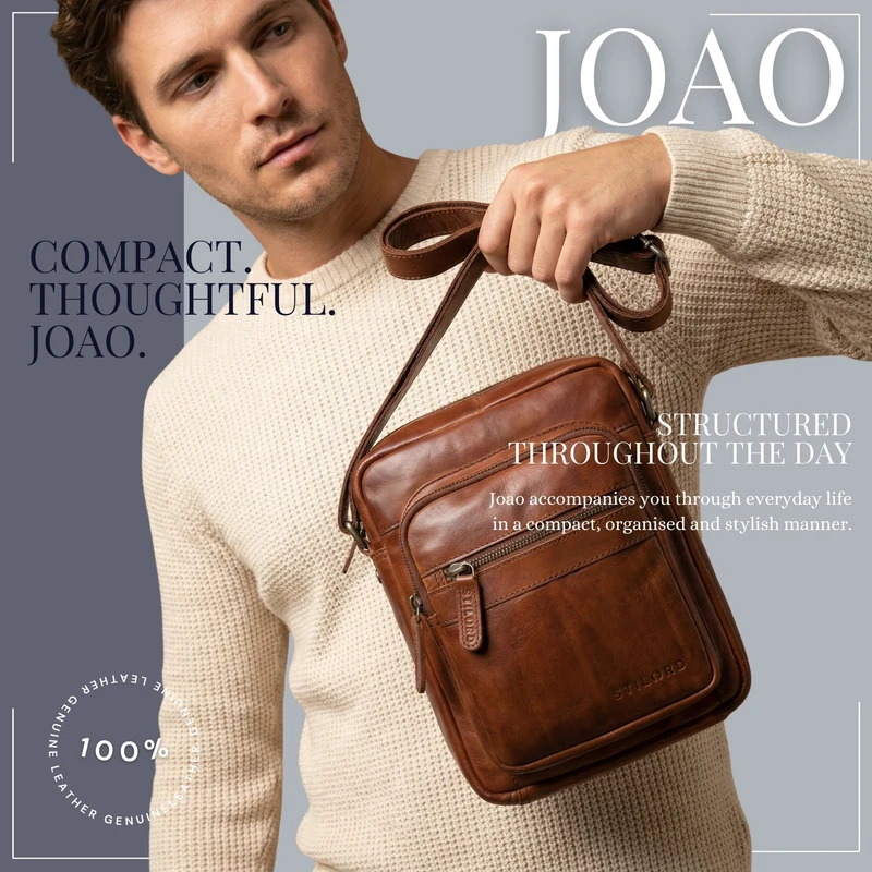 "Joao" Vintage Umhängetasche Herren Klein Leder für Tablet 10 Zoll