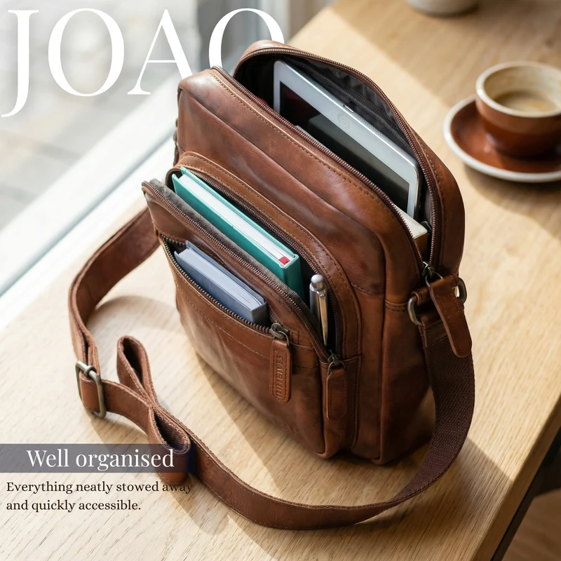 "Joao" Vintage Umhängetasche Herren Klein Leder für Tablet 10 Zoll