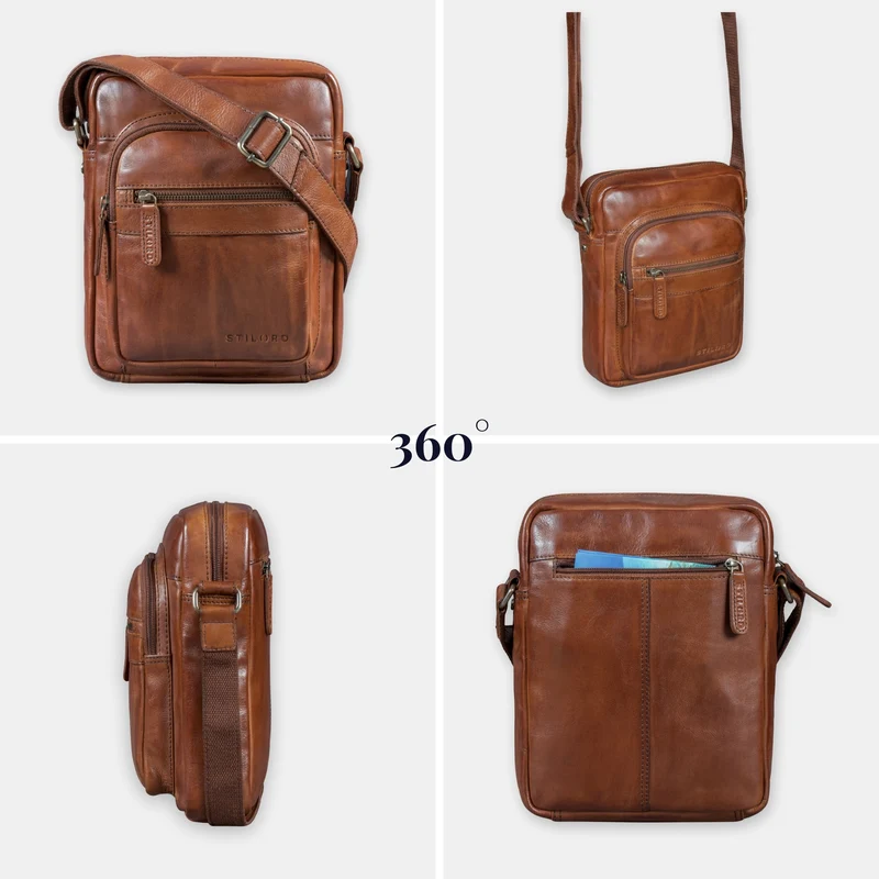 "Joao" Vintage Umhängetasche Herren Klein Leder für Tablet 10 Zoll