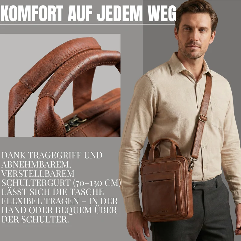 "Eldon" Mittelgroße Umhängetasche Herren Leder