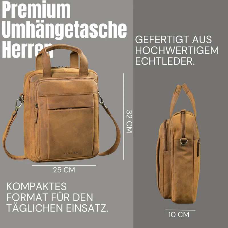 "Eldon" Mittelgroße Umhängetasche Herren Leder